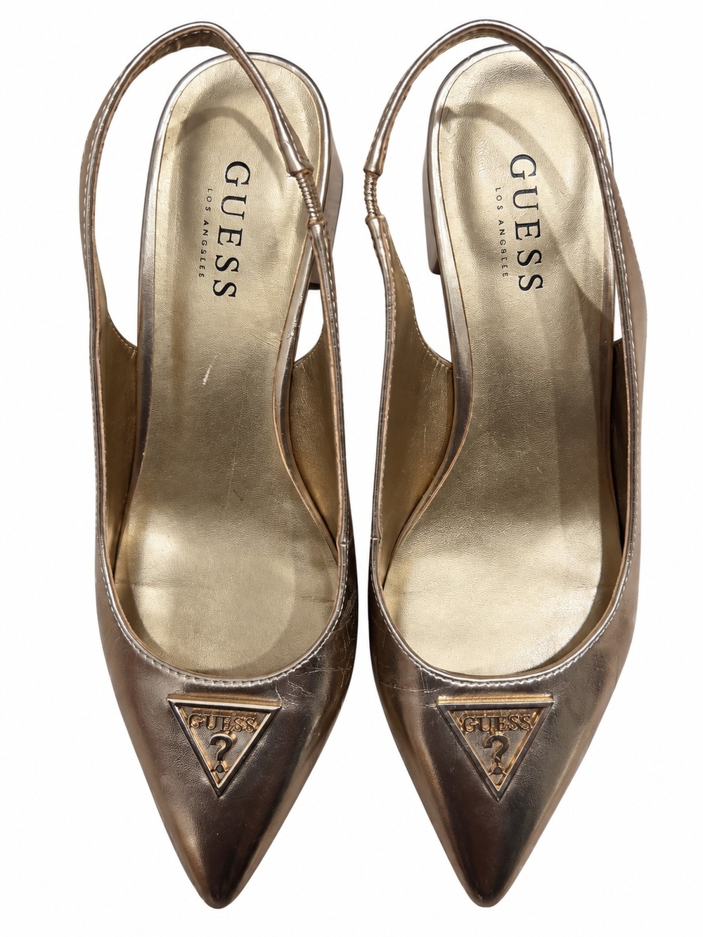 GUESS Metallic Bronze Pointed-Toe Slingback Mules